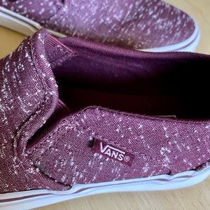 Vans Asher slip ons Burgandy Purple Red textured women’s size 5